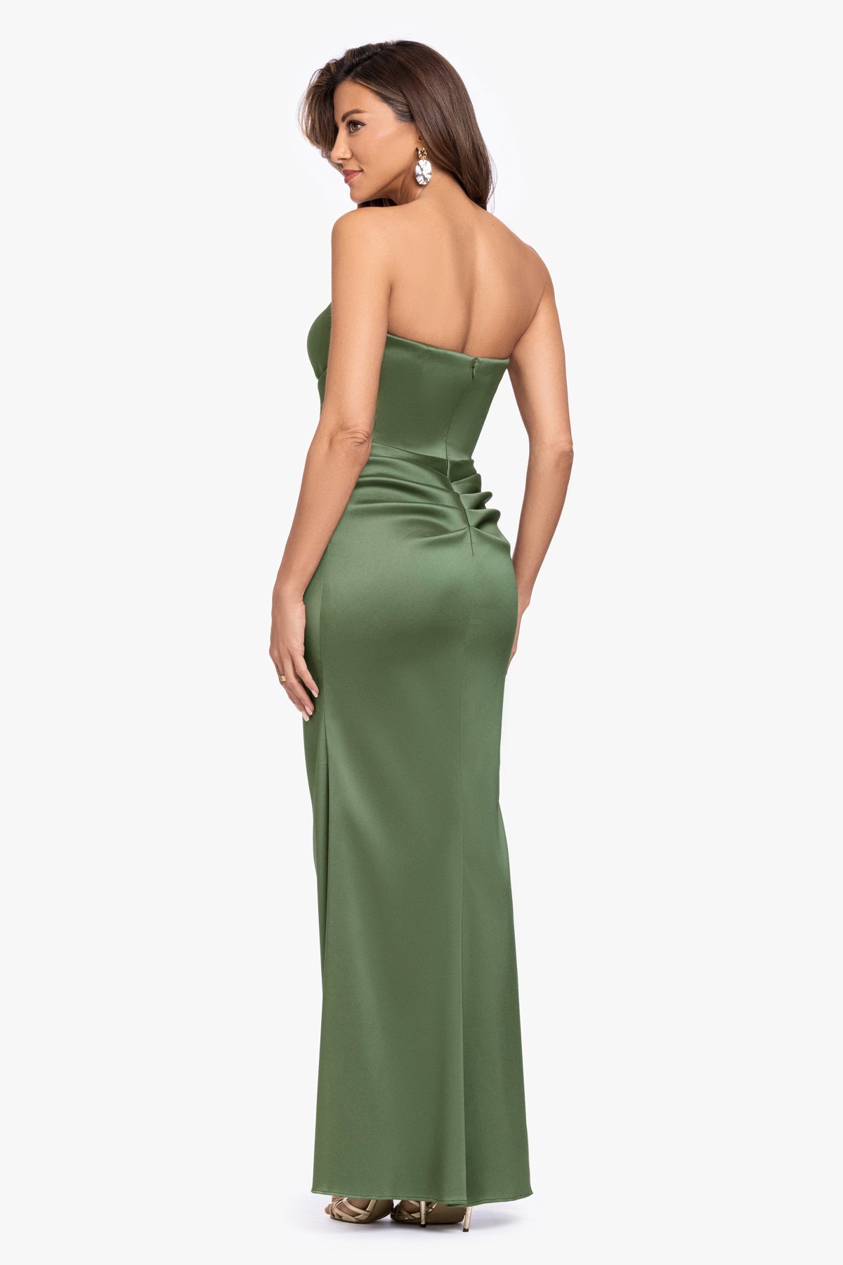 XSCAPE "Effie" Mikado Asymmetrical Strapless Dress