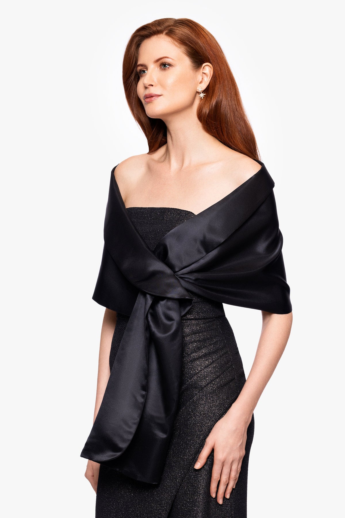 XSCAPE "Trixie" Satin Pull Through Shawl Wrap