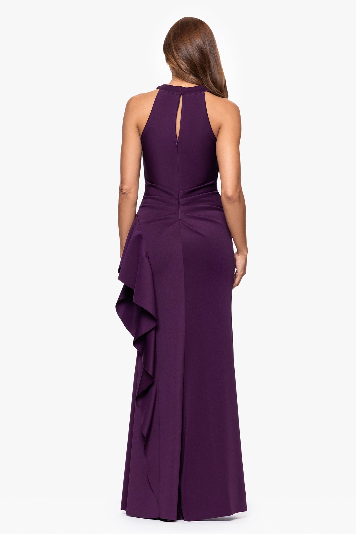 XSCAPE "Gigi" Techno Scuba Cross Neck Dress