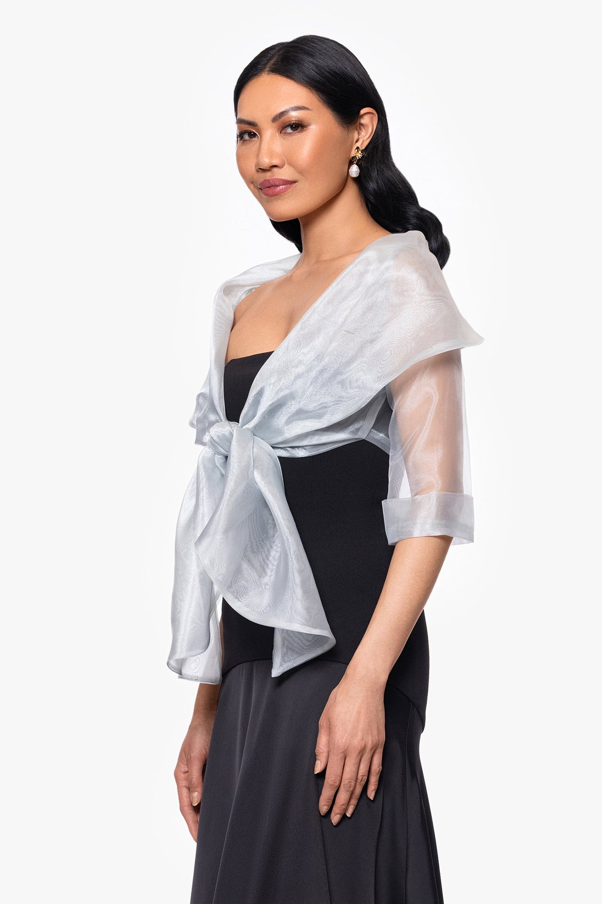 XSCAPE "Agnes" Organza 3/4 Sleeve Shawl Wrap