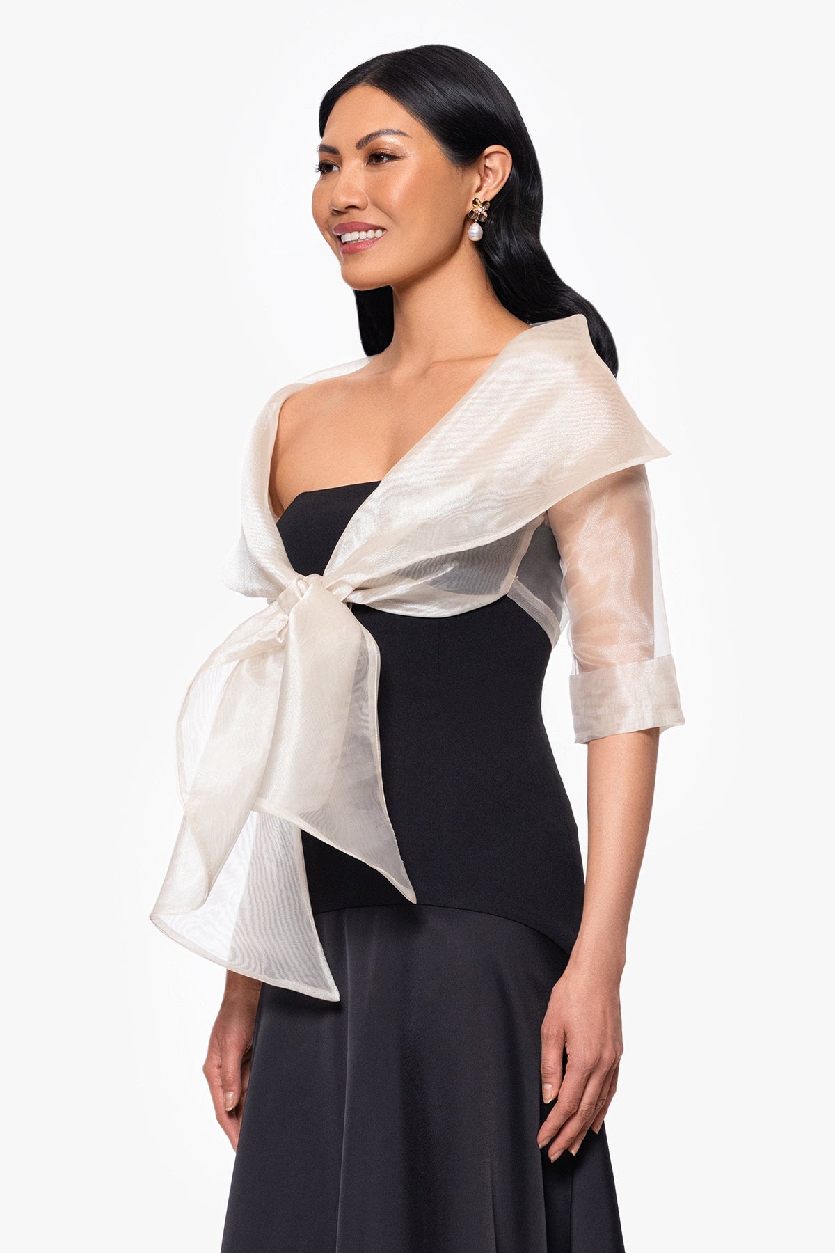XSCAPE "Agnes" Organza 3/4 Sleeve Shawl Wrap