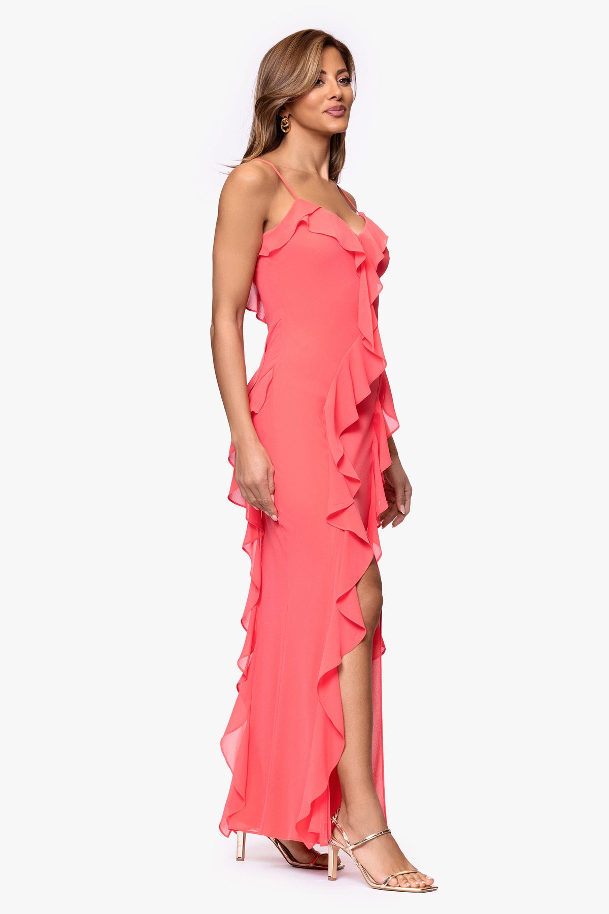 XSCAPE "Summer" Chiffon Ruffle Dress