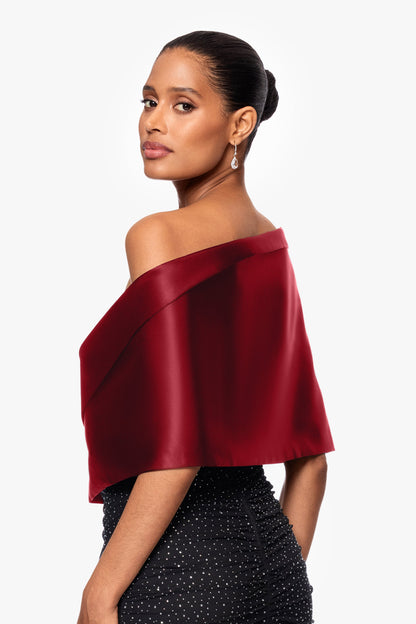 XSCAPE "Trixie" Satin Pull Through Shawl Wrap | Betsy & Adam