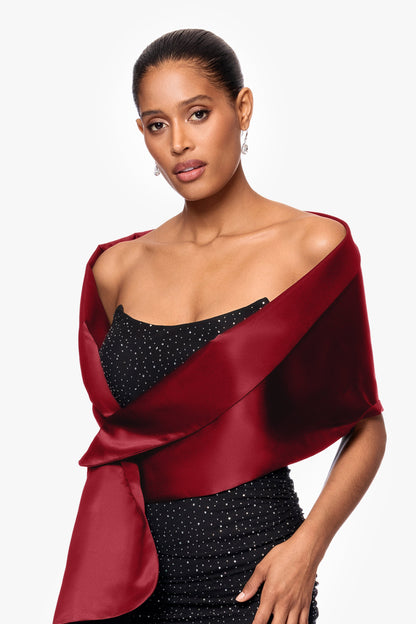 XSCAPE "Trixie" Satin Pull Through Shawl Wrap | Betsy & Adam