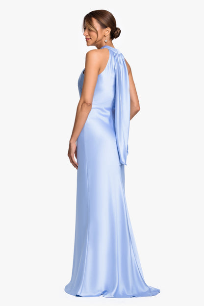 XSCAPE "Francesca" Satin Halter Tie Neck Dress