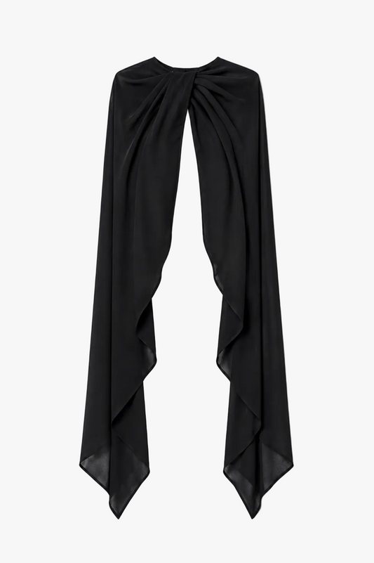 XSCAPE "Rose" Chiffon Twist Knot Long Cape