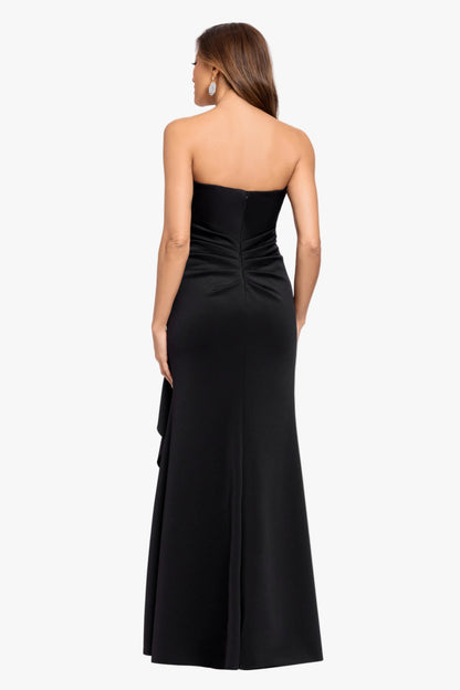 XSCAPE "Brianne" Techno Scuba Side Ruffle Dress