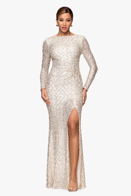 XSCAPE Petite "Adaline" Sequin Slit Dress