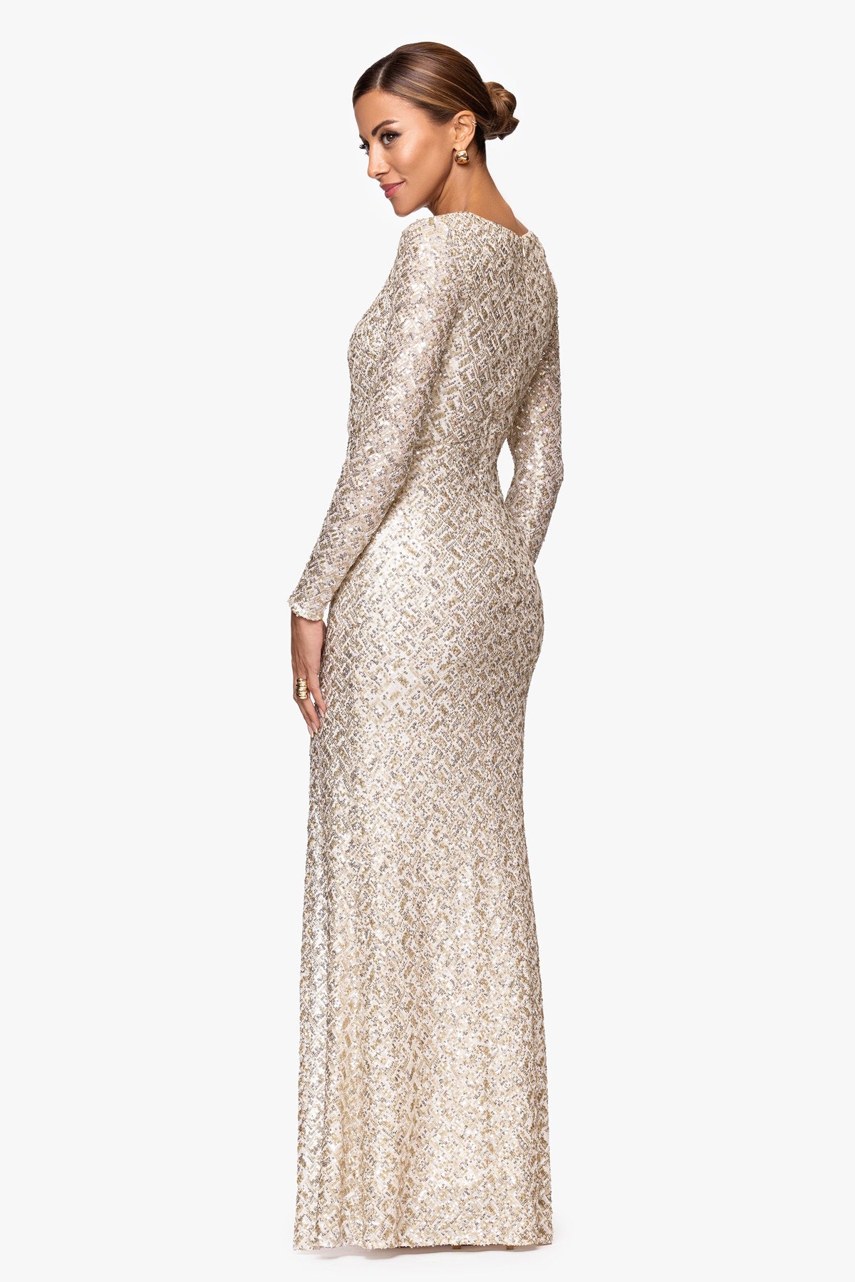 XSCAPE Petite "Adaline" Sequin Slit Dress