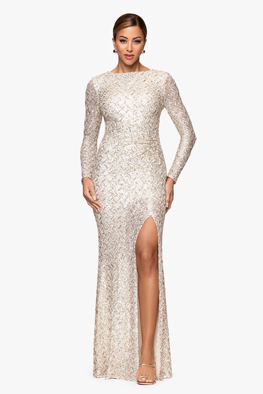 XSCAPE "Adaline" Sequin Slit Dress