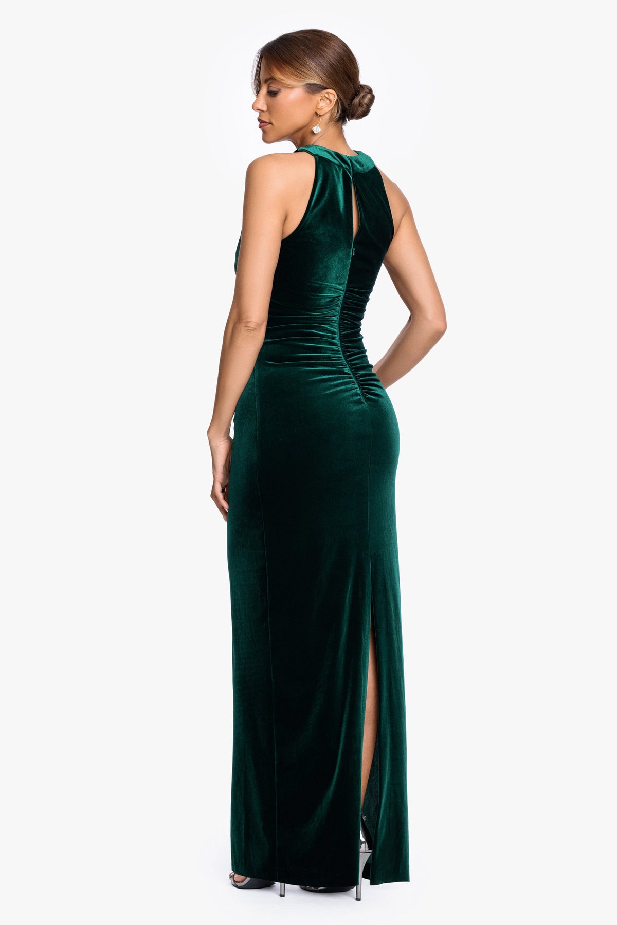 XSCAPE Petite "Milan" Velvet Cross Top Dress