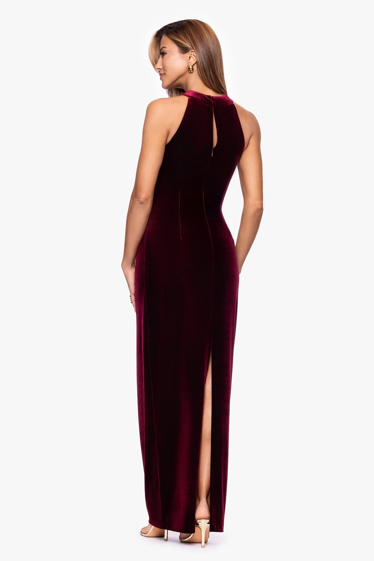 XSCAPE Petite "Milan" Velvet Cross Top Dress