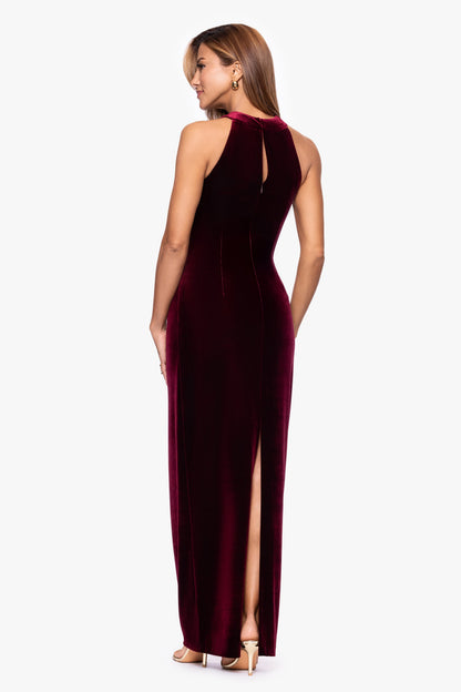 XSCAPE Petite "Milan" Velvet Cross Top Dress