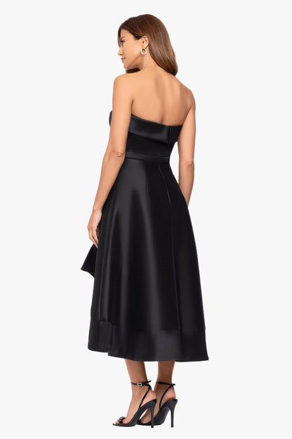 XSCAPE "Claire" Stretch Mikado Strapless Midi Dress