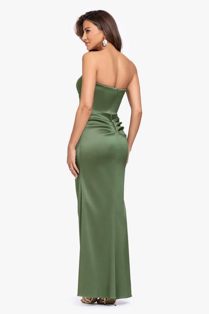 XSCAPE "Effie" Mikado Asymmetrical Strapless Dress
