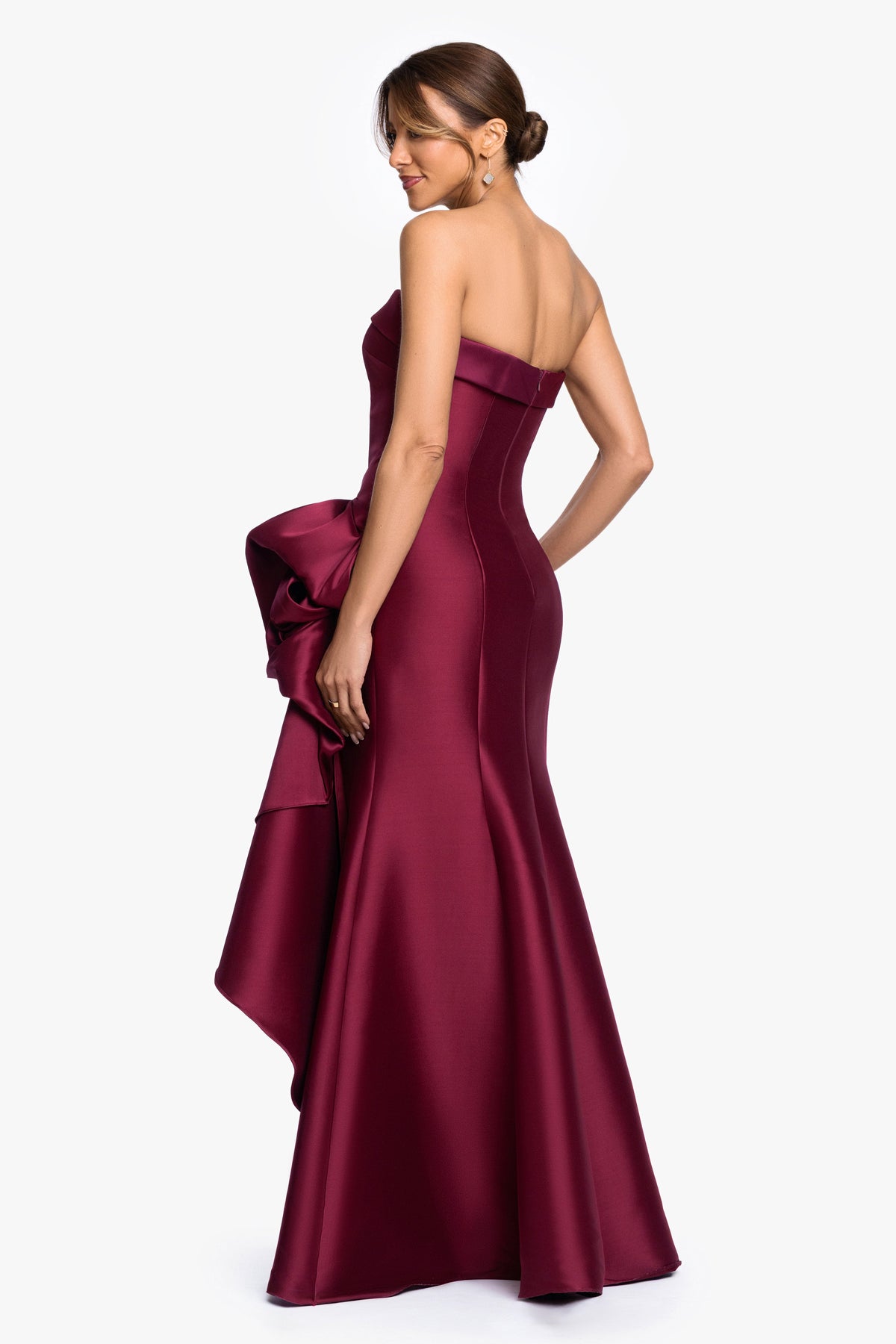 XSCAPE "Diana" Mikado Strapless Rouched Dress