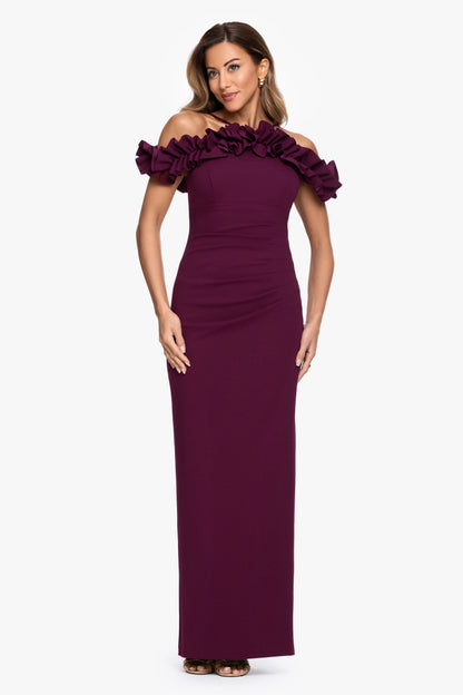 XSCAPE "Tyla" Scuba Crepe Ruffle Top Dress