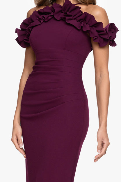 XSCAPE "Tyla" Scuba Crepe Ruffle Top Dress