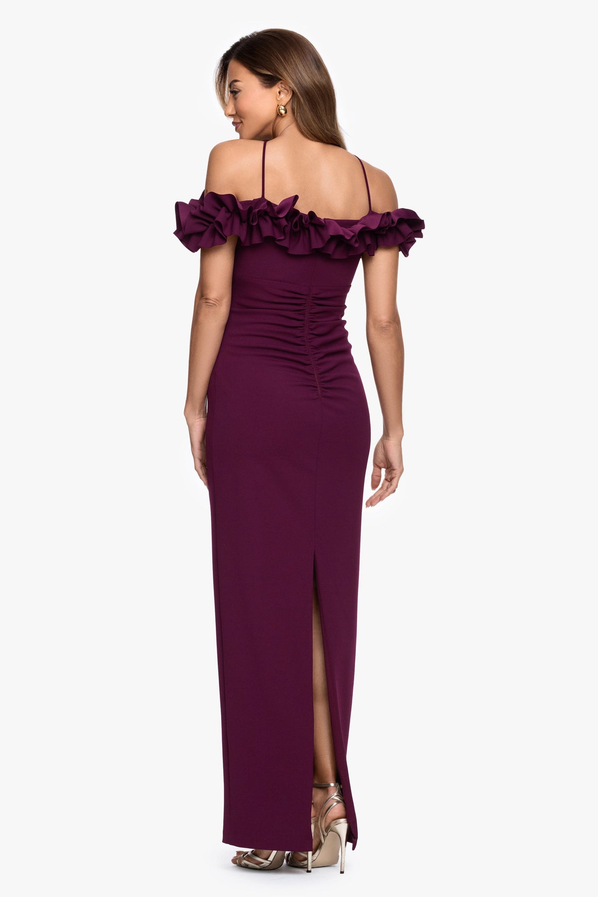 XSCAPE "Tyla" Scuba Crepe Ruffle Top Dress