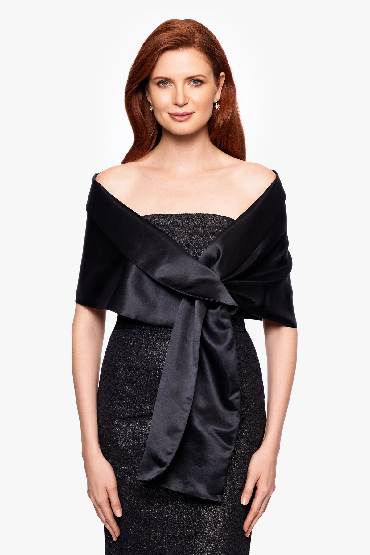 XSCAPE "Trixie" Satin Pull Through Shawl Wrap
