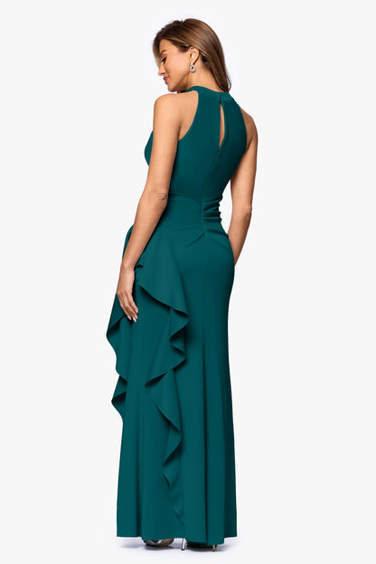 XSCAPE Petite "Gigi" Techno Scuba Cross Neck Dress