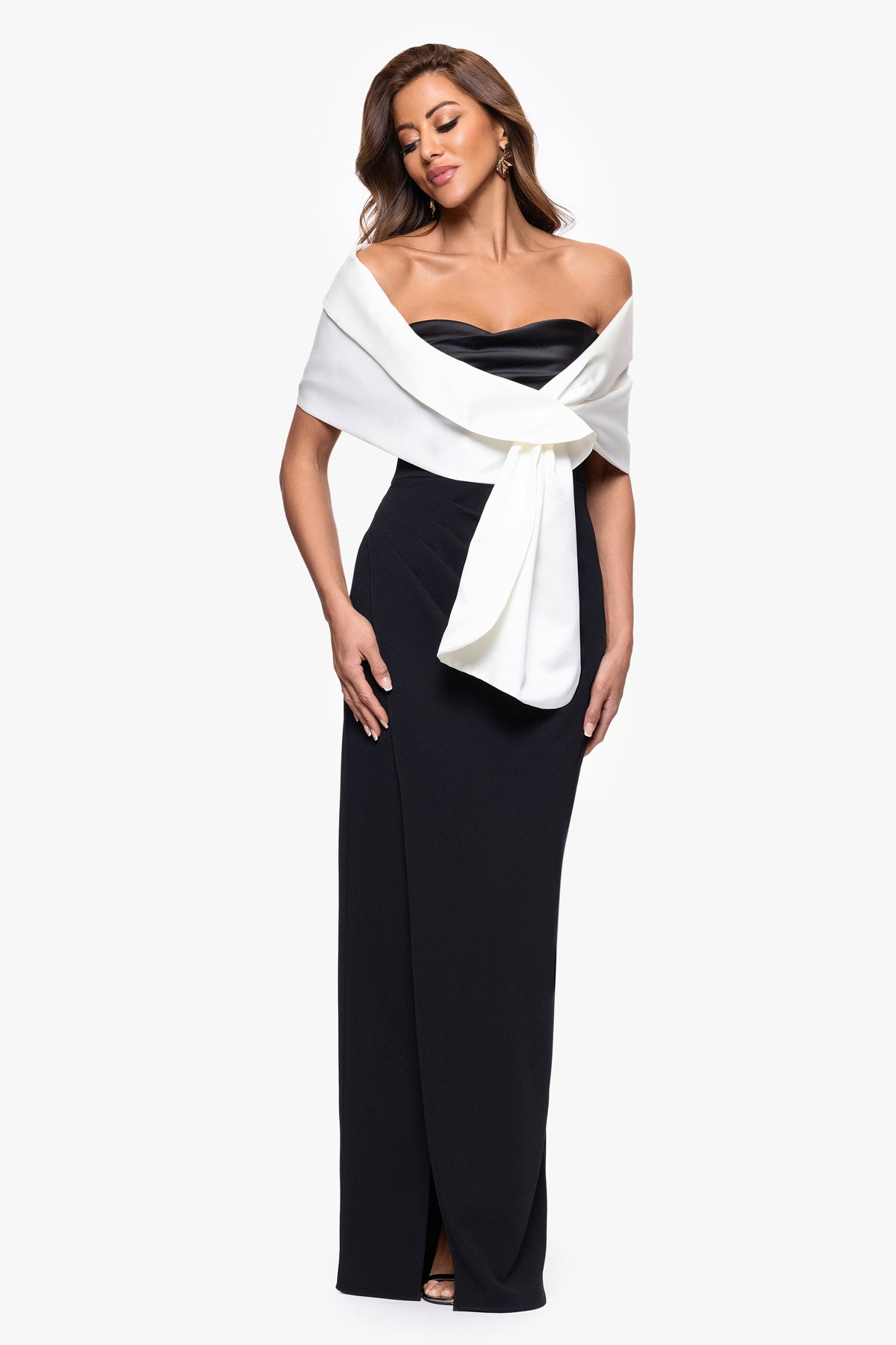 XSCAPE "Trixie" Satin Pull Through Shawl Wrap