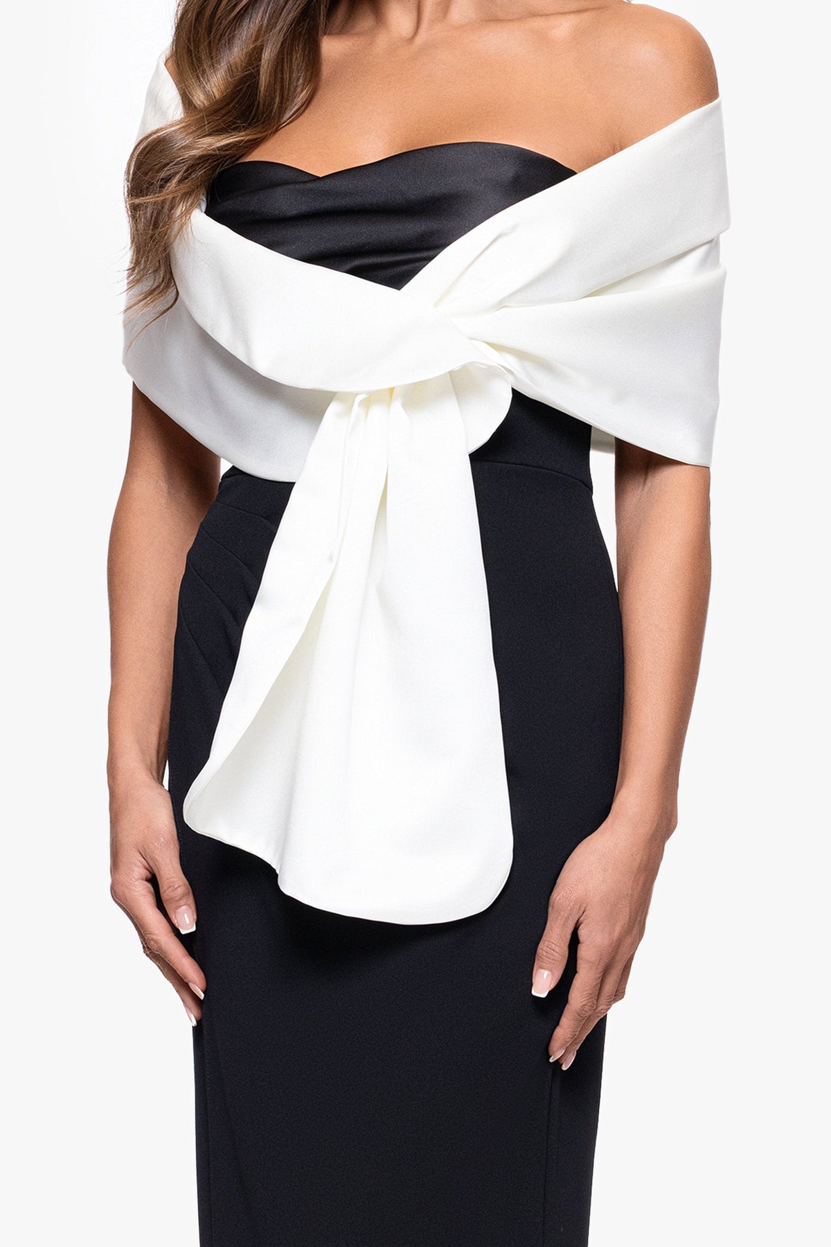 XSCAPE "Trixie" Satin Pull Through Shawl Wrap