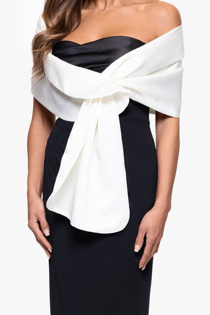 XSCAPE "Trixie" Satin Pull Through Shawl Wrap