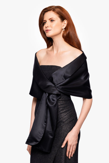 XSCAPE "Trixie" Satin Pull Through Shawl Wrap
