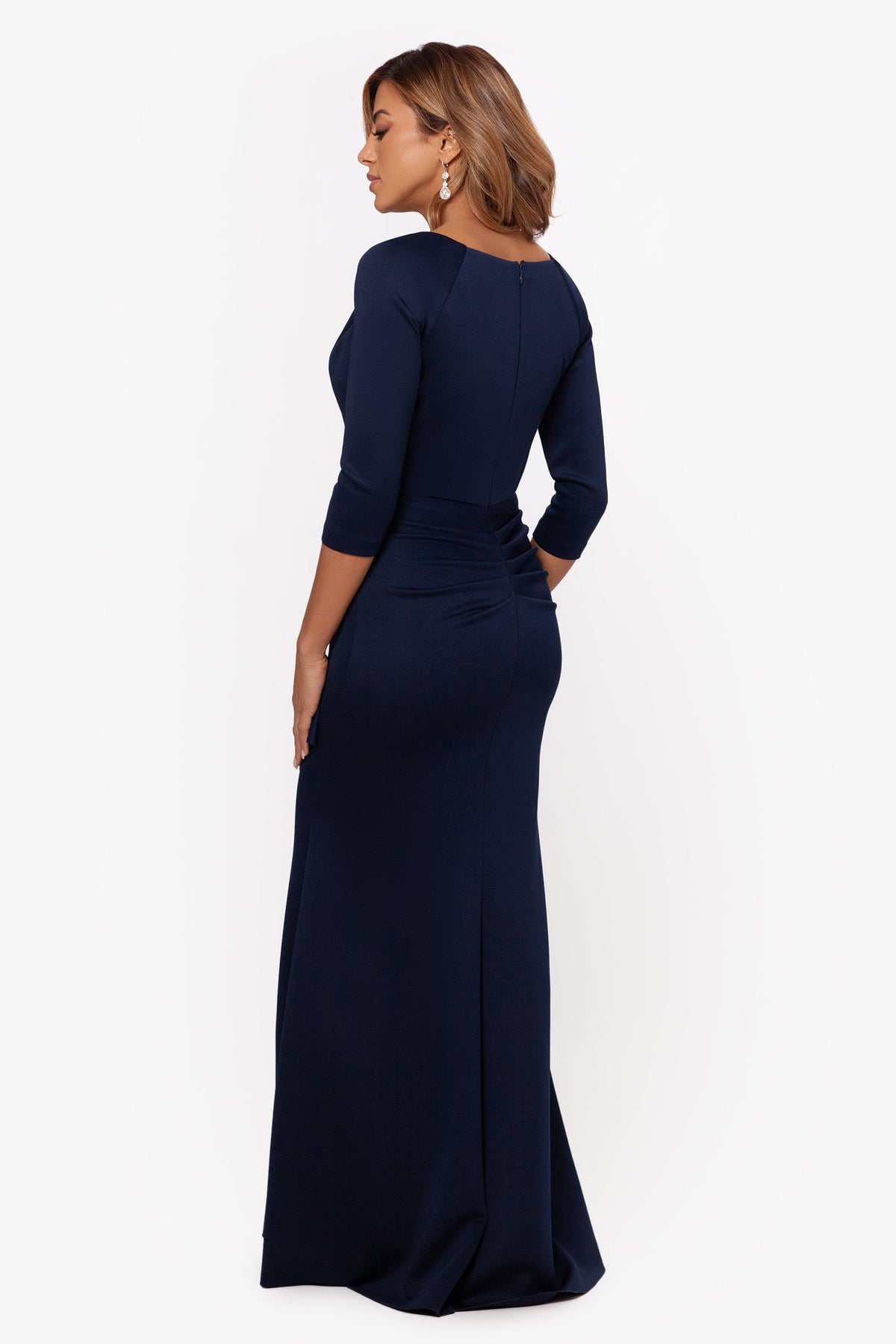 XSCAPE Petite "Lexi" Techno Scuba Long Sleeve Dress