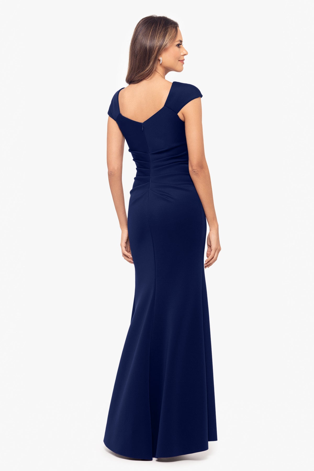 XSCAPE Petite "Lenore" Techno Scuba Asymmetrical Neckline Dress