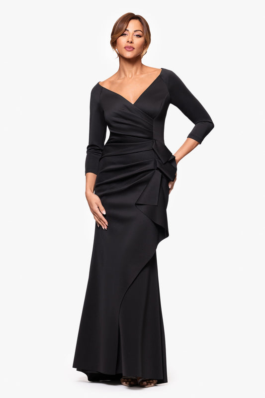 XSCAPE Petite "Lexi" Techno Scuba Long Sleeve Dress