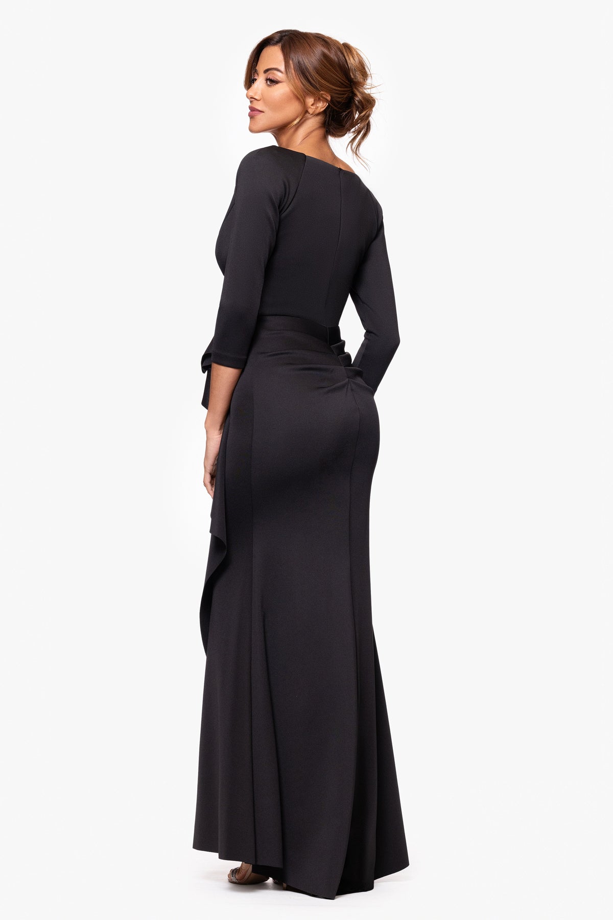 XSCAPE Petite "Lexi" Techno Scuba Long Sleeve Dress
