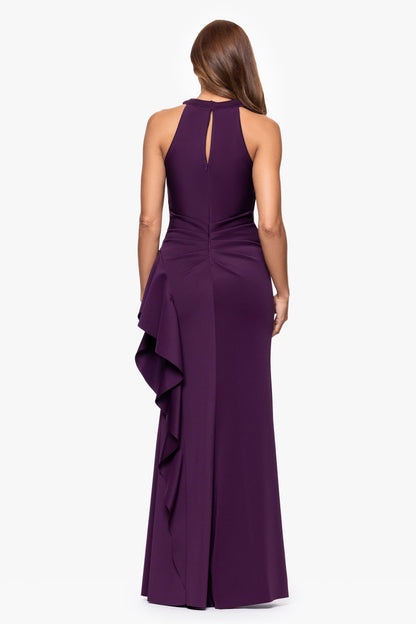 XSCAPE "Gigi" Techno Scuba Cross Neck Dress