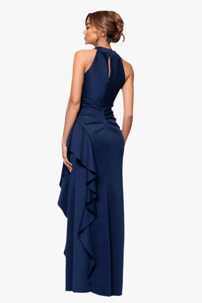XSCAPE "Gigi" Techno Scuba Cross Neck Dress
