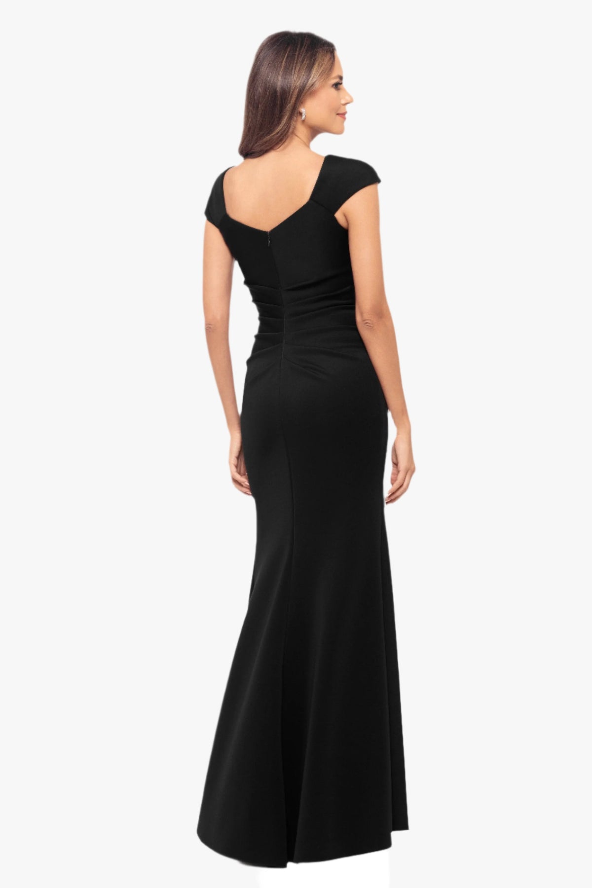 XSCAPE Petite "Lenore" Techno Scuba Asymmetrical Neckline Dress