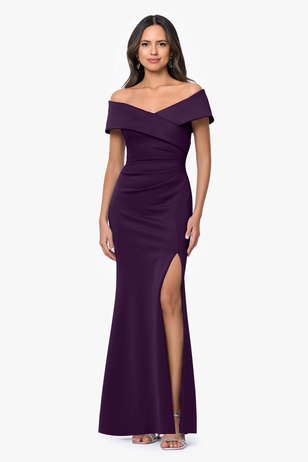 XSCAPE "Faye" Techno Scuba Pleated Dress