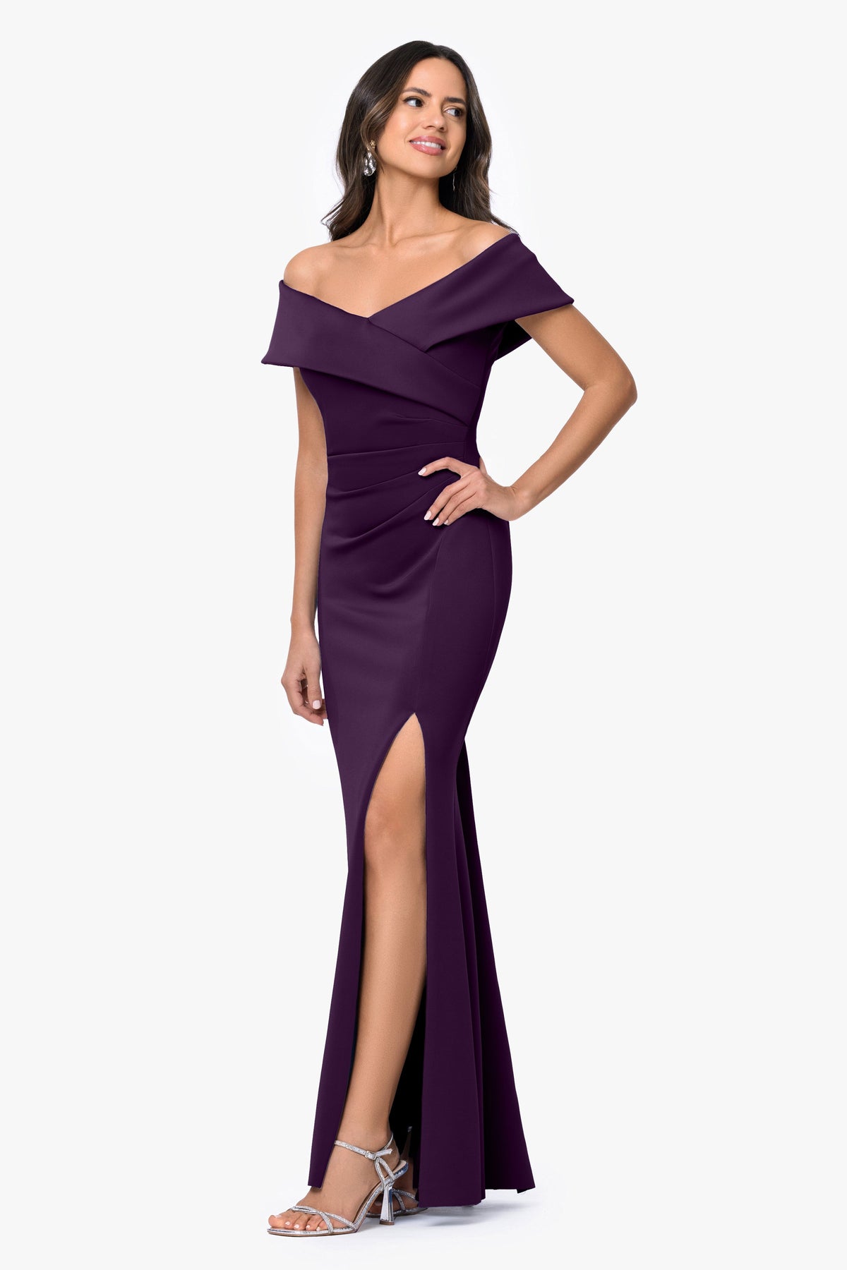 XSCAPE "Faye" Techno Scuba Pleated Dress