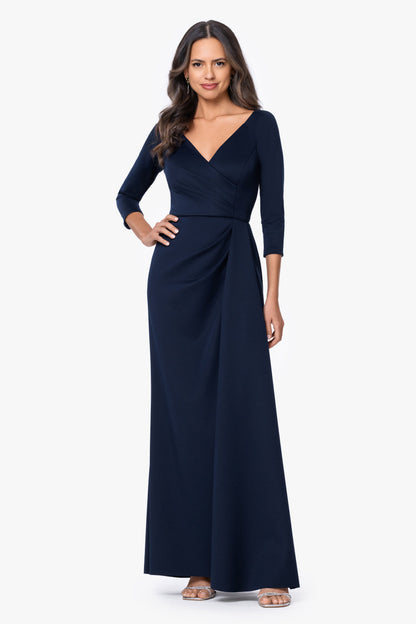 XSCAPE "Mindy" Techno Scuba Long Sleeve Dress