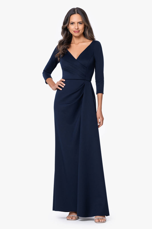 XSCAPE "Mindy" Techno Scuba Long Sleeve Dress