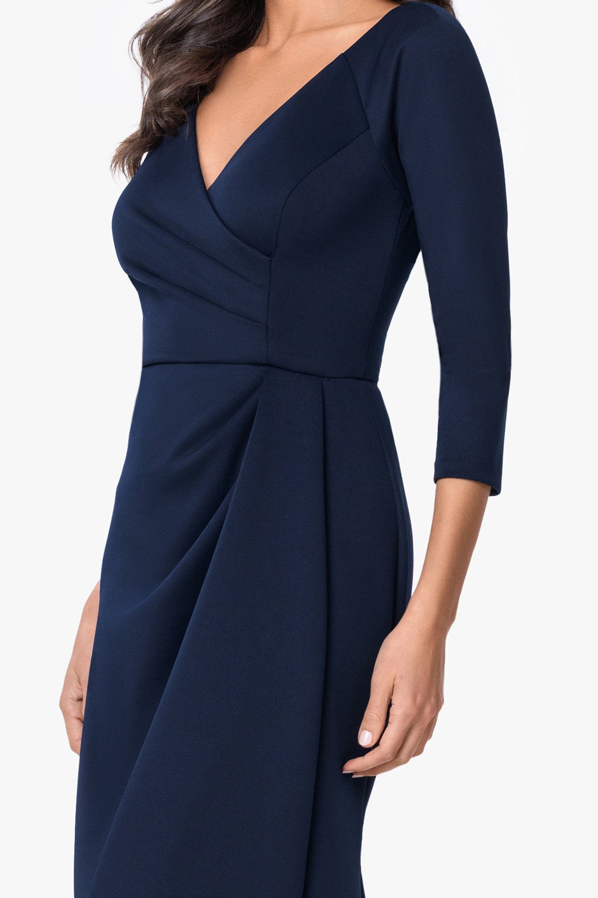 XSCAPE "Mindy" Techno Scuba Long Sleeve Dress