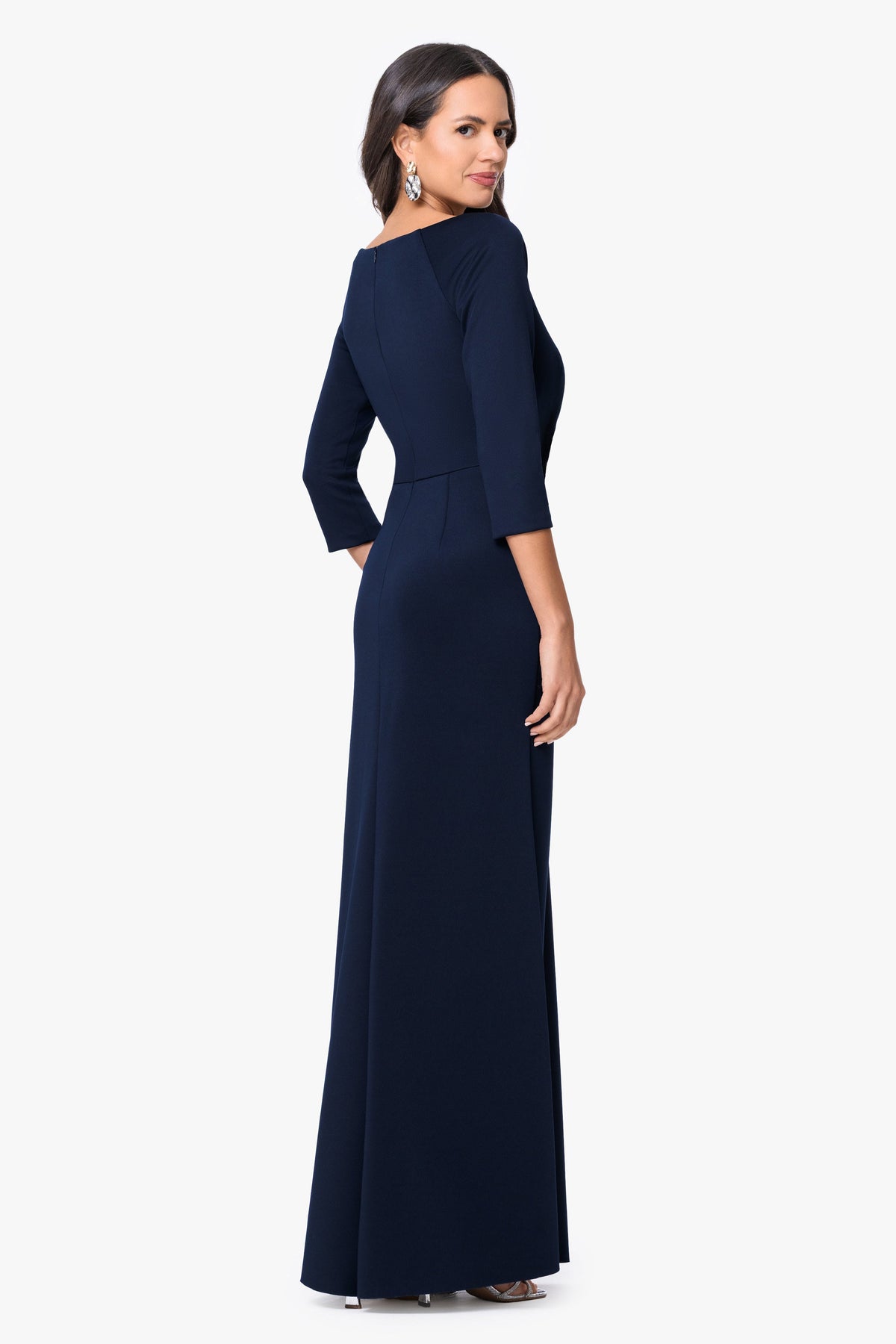 XSCAPE "Mindy" Techno Scuba Long Sleeve Dress