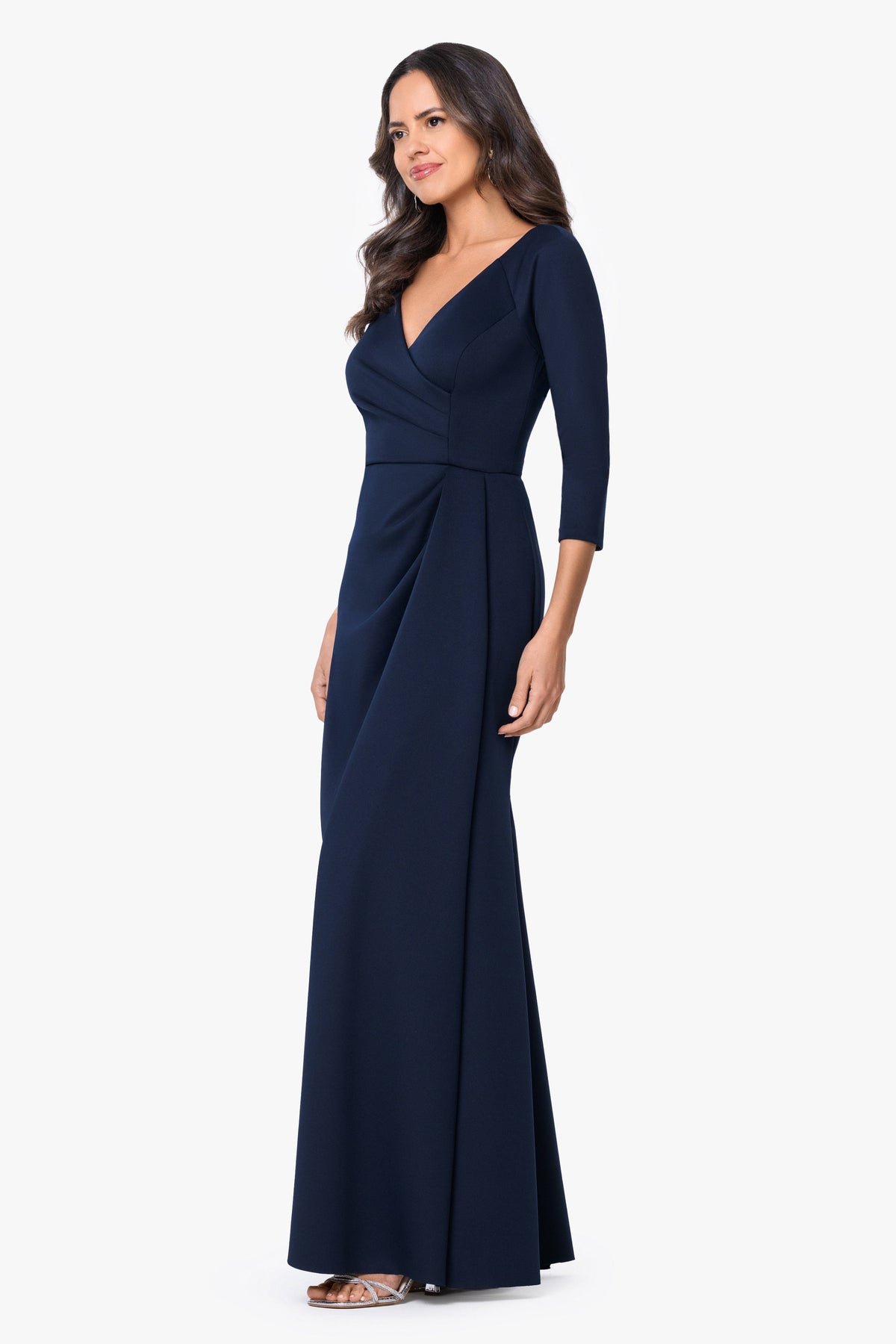 XSCAPE "Mindy" Techno Scuba Long Sleeve Dress