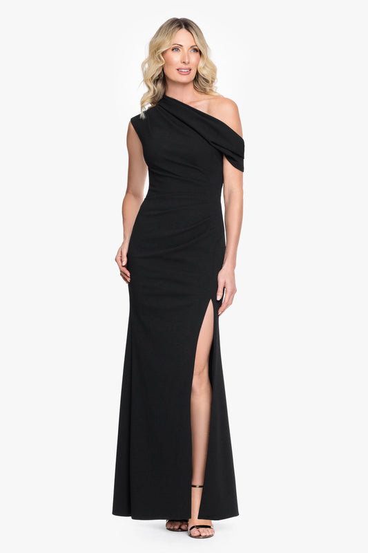 XSCAPE "Kennedy" Scuba Crepe Off The Shoulder Dress