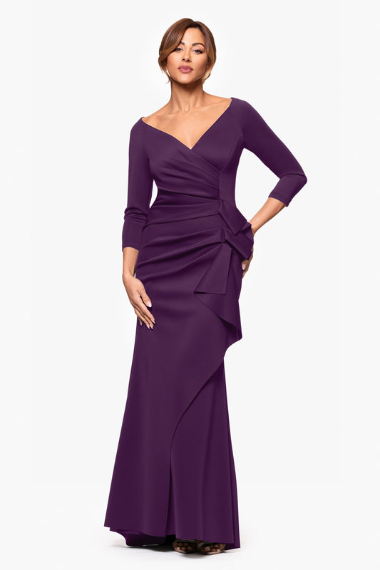 XSCAPE "Lexi" Scuba Crepe Long Sleeve Dress
