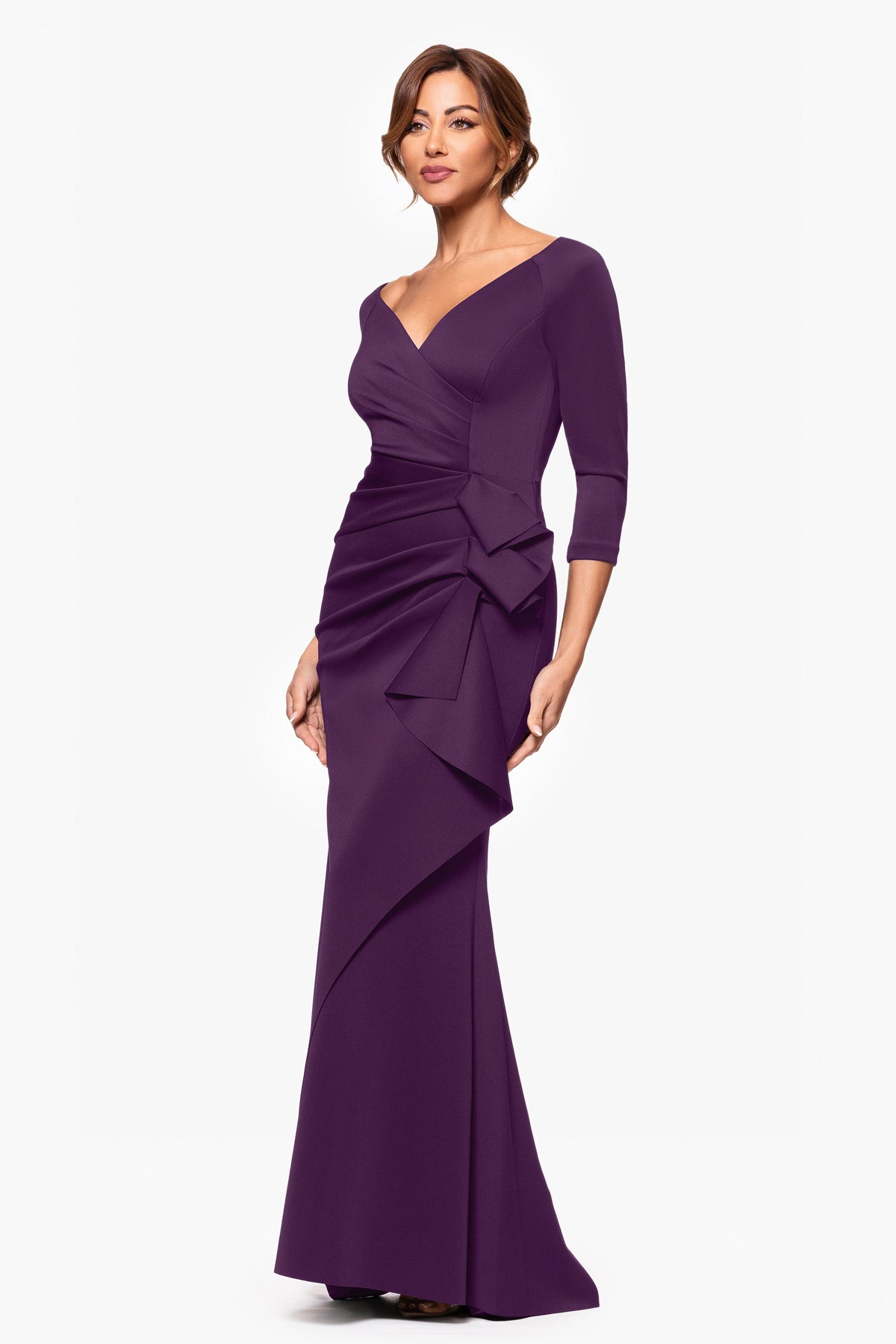 XSCAPE "Lexi" Scuba Crepe Long Sleeve Dress
