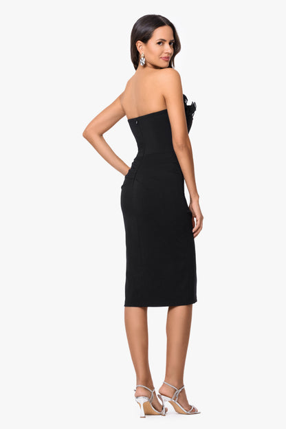 XSCAPE "Myla" Scuba Crepe With Chiffon Ruffle Short Dress