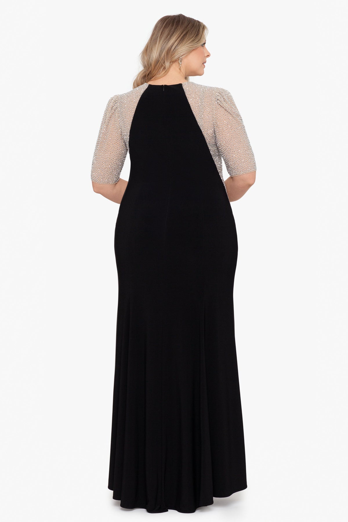 XSCAPE Plus "Elise" Quarter Sleeve Jersey Knit Dress
