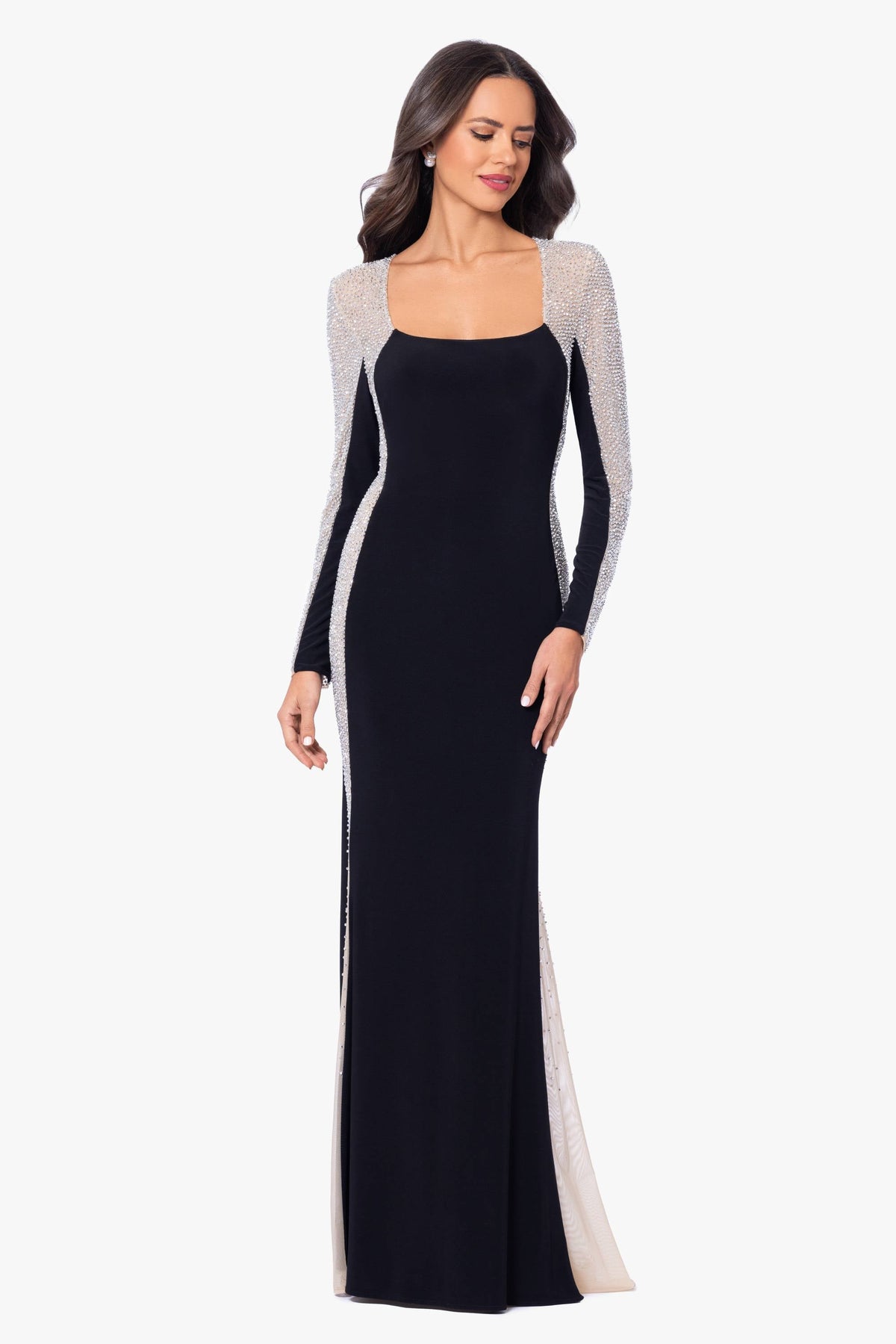 XSCAPE "Jillian" Long Sleeve Caviar Dress