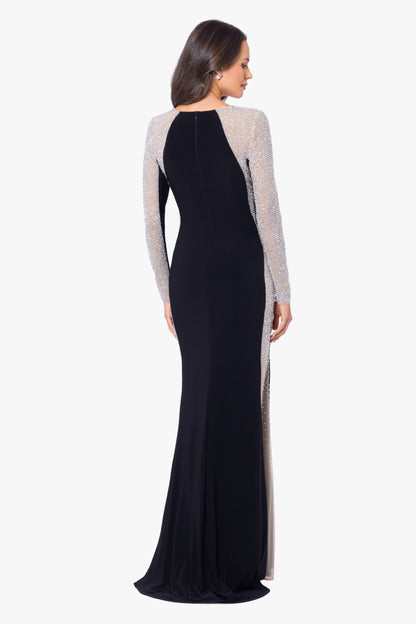 XSCAPE "Jillian" Long Sleeve Caviar Dress